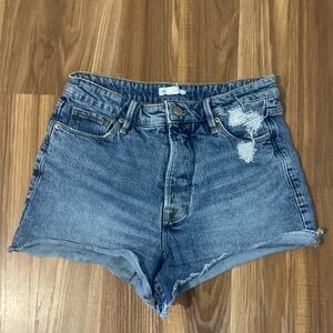 Good American Blue Jean Shorts Distressed Cut-Off Style
